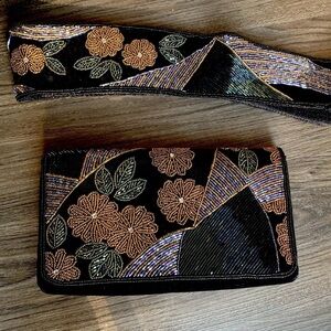Vintage Beaded Evening Bag With Matching Beaded Belt
